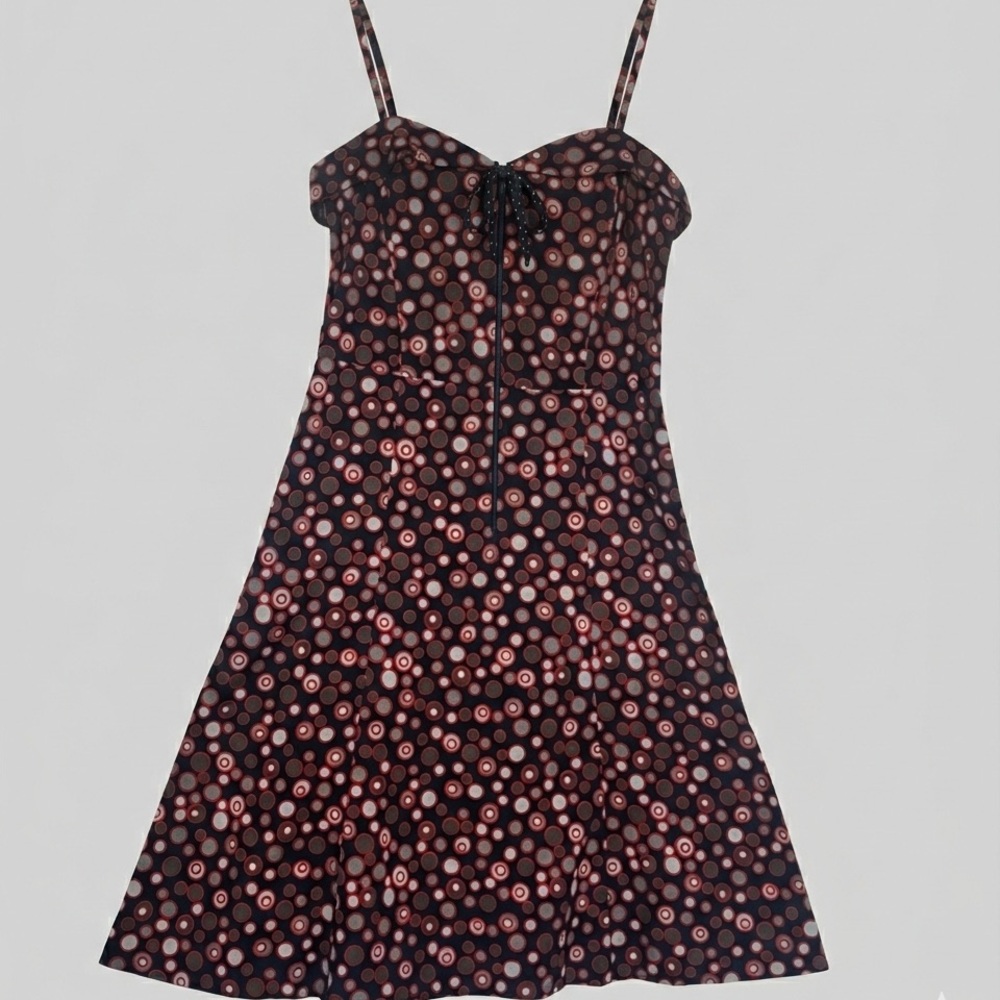 Marc Jacobs Polka Dot Cotton Midi Dress Fit & Flare Navy & Red Size 6